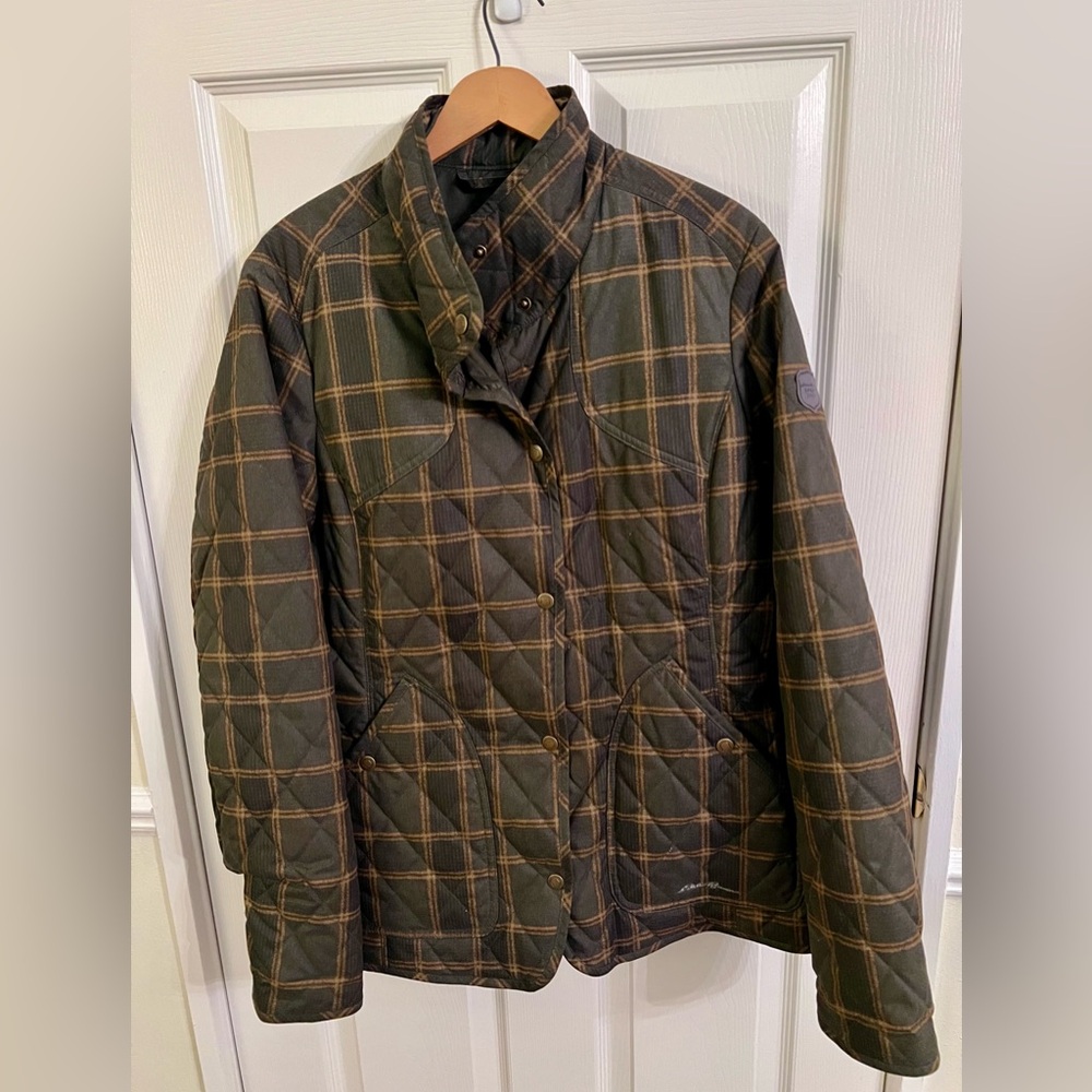 Eddie Bauer Quilted Plaid Jacket - Olive and Tan
